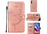 Xiaomi 11I Case, Butterfly Relief Flip Custodia In Pelle Con Slot Per Schede E Stand Per Xiaomi 11I / Poco F3 / Redmi K40 / K40 Pro Rose Gold