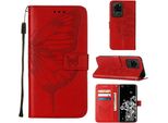 Galaxy S20 Ultra Case, Butterfly Relief Flip Custodia In Pelle Con Slot Per Schede E Stand Per Samsung Galaxy S20 Ultra Rosso