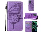 Oppo Realme 8 5G Case, Farfalla Rilievo Flip Custodia In Pelle Con Tasca Per Carte E Stand Per Oppo Realme 8 5G / Realme V13 5G / Narzo 30 5G Viola