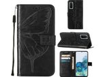 Galaxy S20 Case, Butterfly Relief Flip Custodia In Pelle Con Slot Per Schede E Stand Per Samsung Galaxy S20 Nero