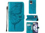 Oppo Realme 8 Case, Butterfly Relief Flip Custodia In Pelle Con Slot Per Schede E Stand Per Oppo Realme 8 / Realme 8 Pro Blue