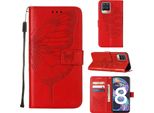 Oppo Realme 8 Case, Butterfly Relief Flip Custodia In Pelle Con Slot Per Schede E Stand Per Oppo Realme 8 / Realme 8 Pro Red