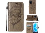 Oppo Find X5 Case, Butterfly Relief Flip Custodia In Pelle Con Slot Per Schede E Stand Per Oppo Find X5 Grey