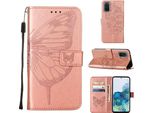 Galaxy S20 Plus Case, Butterfly Relief Flip Custodia In Pelle Con Slot Per Schede E Stand Per Samsung Galaxy S20 Plus Rose Gold