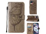 Oppo Realme 8 Case, Butterfly Embossing Flip Leather Card Holder Custodia Protettiva In Pelle Con Supporto Per Oppo Realme 8 / Realme 8 Pro Grigio