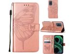 Oppo Realme 8 5G Case, Farfalla Rilievo Flip Custodia In Pelle Con Tasca Per Carte E Stand Per Oppo Realme 8 5G / Realme V13 5G / Narzo 30 5G Rose Gold