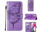 Moto G Stylus 2021 Case, Butterfly Relief Flip Custodia In Pelle Con Slot Per Schede E Stand Per Motorola Moto G Stylus 2021 Viola