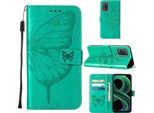 Oppo Realme 8 5G Case, Farfalla Rilievo Flip Custodia In Pelle Con Tasca Per Carte E Stand Per Oppo Realme 8 5G / Realme V13 5G / Narzo 30 5G Verde