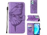 Oneplus Nord Ce 2 Lite 5G Case, Butterfly Emboss Flip Custodia In Pelle Con Slot Per Schede E Supporto Per Oneplus Nord Ce 2 Lite 5G Purple