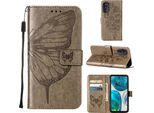 Moto G52 Case, Butterfly Relief Flip Custodia In Pelle Con Slot Per Schede E Stand Per Motorola Moto G52 Grigio