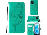 Oppo Find X5 Case, Butterfly Relief Flip Custodia In Pelle Con Tasca Per Carte E Stand Per Oppo Find X5 Verde