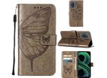 Oppo Realme 8 5G Case, Farfalla Rilievo Flip Custodia In Pelle Con Tasca Per Carte E Stand Per Oppo Realme 8 5G / Realme V13 5G / Narzo 30 5G Grigio