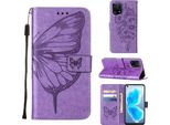 Oppo Find X5 Custodia, Farfalla In Rilievo Flip In Pelle Titolare Della Carta Custodia Protettiva In Pelle Con Supporto Per Oppo Find X5 Viola