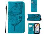 Moto G40 Case, Butterfly Embossed Flip Leather Card Holder Custodia Protettiva In Pelle Con Supporto Per Motorola Moto G40 / G60 Blue
