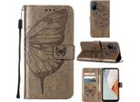 Custodia Oneplus Nord N100, Custodia In Pelle Flip A Farfalla Con Slot Per Schede E Supporto Per Oneplus Nord N100 Grigio