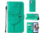 Moto G31 Case, Butterfly Embossed Flip Leather Card Holder Custodia Protettiva In Pelle Con Supporto Per Motorola Moto G31 Green
