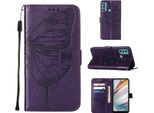 Moto G40 Case, Butterfly Relief Flip Custodia In Pelle Con Slot Per Schede E Supporto Per Motorola Moto G40 / G60 Viola