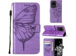 Galaxy S20 Ultra Case, Butterfly Relief Flip Custodia In Pelle Con Slot Per Schede E Stand Per Samsung Galaxy S20 Ultra Viola