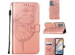 Moto G40 Case, Butterfly Emboss Flip Custodia In Pelle Con Slot Per Schede E Stand Per Motorola Moto G40 / G60 Rose Gold