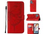 Moto G40 Case, Butterfly Relief Flip Custodia In Pelle Con Slot Per Schede E Stand Per Motorola Moto G40 / G60 Rosso