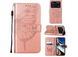 Xiaomi Poco M4 Pro 4G Case, Butterfly Embossing Flip Leather Card Holder Custodia Protettiva In Pelle Con Supporto Per Xiaomi Poco M4 Pro 4G Rose Gold