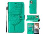 Moto G32 Case, Butterfly Relief Flip Custodia In Pelle Con Slot Per Schede E Stand Per Motorola Moto G32 Verde