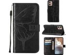 Moto G32 Case, Butterfly Relief Flip Custodia In Pelle Con Slot Per Schede E Stand Per Motorola Moto G32 Nero