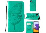 Galaxy A22 5G Case, Butterfly Relief Flip Custodia In Pelle Con Slot Per Schede E Stand Per Samsung Galaxy A22 5G Verde