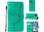 Moto G50 5G Case, Butterfly Relief Flip Custodia In Pelle Con Slot Per Schede E Stand Per Motorola Moto G50 5G Verde
