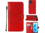 Oppo Find X5 Pro Case, Butterfly Relief Flip Custodia In Pelle Con Slot Per Schede E Stand Per Oppo Find X5 Pro Rosso
