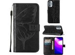 Galaxy A23 4G Case, Butterfly Relief Flip Custodia In Pelle Con Slot Per Schede E Supporto Per Samsung Galaxy A23 4G / 5G Nero