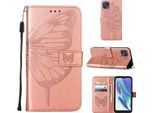Moto G50 5G Case, Butterfly Relief Flip Custodia In Pelle Con Slot Per Carte E Stand Per Motorola Moto G50 5G Rose Gold