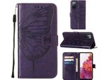 Galaxy S20 Fe Case, Butterfly Relief Flip Custodia In Pelle Con Slot Per Schede E Supporto Per Samsung Galaxy S20 Fe 4G / 5G Viola