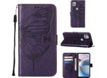 Moto One 5G Ace Case, Butterfly Embossed Flip Leather Card Holder Custodia Protettiva In Pelle Con Supporto Per Motorola Moto One 5G Ace Purple