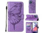 Moto S30 Pro Case, Butterfly Relief Flip Custodia In Pelle Con Slot Per Schede E Supporto Per Motorola Moto S30 Pro 5G Viola