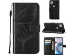 Moto One 5G Ace Case, Butterfly Embossing Flip Leather Card Holder Custodia Protettiva In Pelle Con Supporto Per Motorola Moto One 5G Ace Nero
