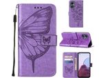 Oneplus Nord 20 5G Case, Butterfly Emboss Flip Custodia In Pelle Con Slot Per Schede E Supporto Per Oneplus Nord 20 5G Viola