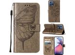 Moto S30 Pro Case, Butterfly Relief Flip Custodia In Pelle Con Slot Per Schede E Stand Per Motorola Moto S30 Pro 5G Grey