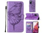 Galaxy S20 Fe 4G Case, Butterfly Relief Flip Custodia In Pelle Con Slot Per Schede E Stand Per Samsung Galaxy S20 Fe 4G / 5G Viola