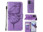Moto X30 Pro Case, Butterfly Relief Flip Custodia In Pelle Con Slot Per Schede E Stand Per Motorola Moto X30 Pro 5G Viola