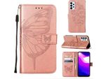 Galaxy A23 4G Case, Butterfly Relief Flip Custodia In Pelle Con Slot Per Schede E Stand Per Samsung Galaxy A23 4G / 5G Rose Gold