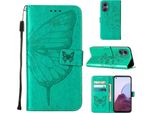 Oneplus Nord 20 5G Case, Butterfly Relief Flip Custodia In Pelle Con Slot Per Schede E Supporto Per Oneplus Nord 20 5G Verde