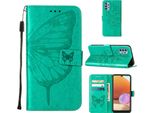 Galaxy A32 4G Case, Butterfly Relief Flip Custodia In Pelle Con Slot Per Schede E Supporto Per Samsung Galaxy A32 4G Verde
