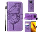 Xiaomi Poco X3 Nfc Case, Butterfly Embossing Flip Leather Card Holder Custodia Protettiva In Pelle Con Supporto Per Xiaomi Poco X3 Nfc / X3 / X3 Pro Purple