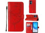 Tecno Camon 19 Neo Case, Butterfly Relief Flip Custodia In Pelle Con Slot Per Schede E Stand Per Tecno Camon 19 Neo Rosso
