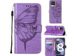 Oppo Realme 8 Case, Butterfly Relief Flip Custodia In Pelle Con Slot Per Schede E Stand Per Oppo Realme 8 / Realme 8 Pro Viola
