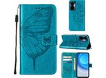 Tecno Camon 19 Pro 5G Case, Butterfly Relief Flip Custodia In Pelle Con Slot Per Schede E Supporto Per Tecno Camon 19 Pro 5G Blu