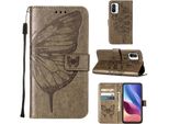 Xiaomi 11I Case, Butterfly Relief Flip Custodia In Pelle Con Tasche Per Carte E Stand Per Xiaomi 11I / Poco F3 / Redmi K40 / K40 Pro Grigio