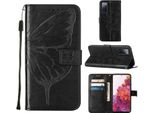 Galaxy S20 Fe 4G Case, Butterfly Relief Flip Custodia In Pelle Con Slot Per Schede E Supporto Per Samsung Galaxy S20 Fe 4G / 5G Nero