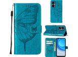 Tecno Camon 19 Neo Case, Butterfly Embossing Flip Leather Card Holder Custodia Protettiva In Pelle Con Supporto Per Tecno Camon 19 Neo Blue